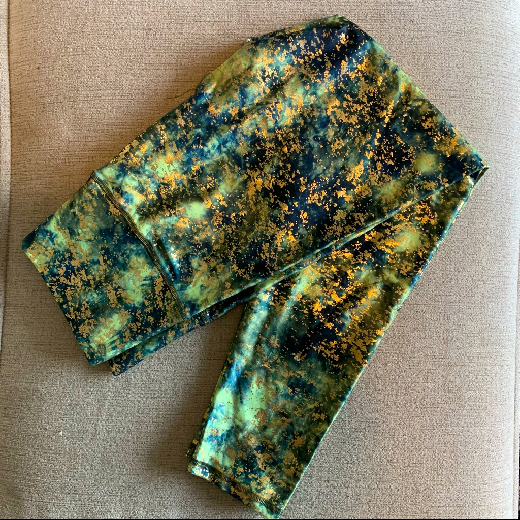 Terez Gold Foil Balayage Leggings In Green